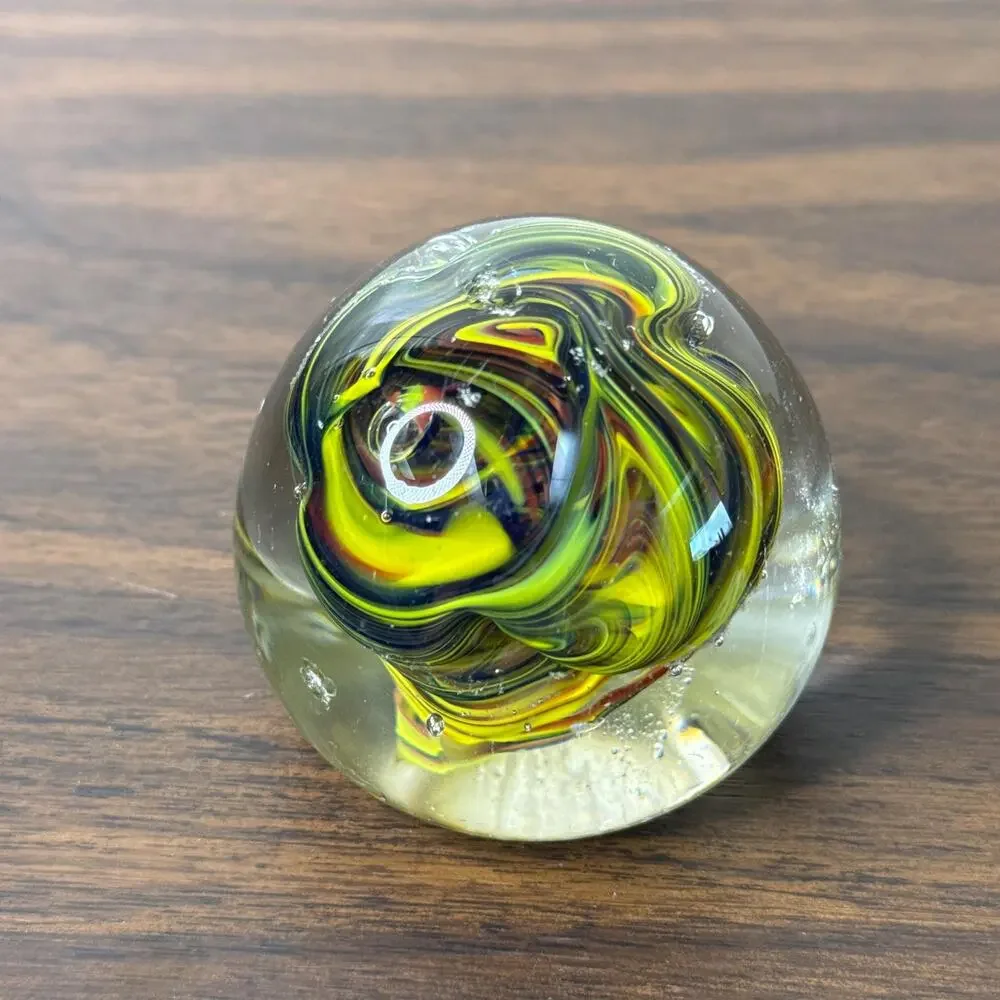 Vintage Swirl Design Art Glass Paperweight
